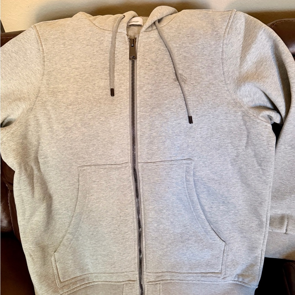 Burberry Gray Hoodie with Signature Check Lining